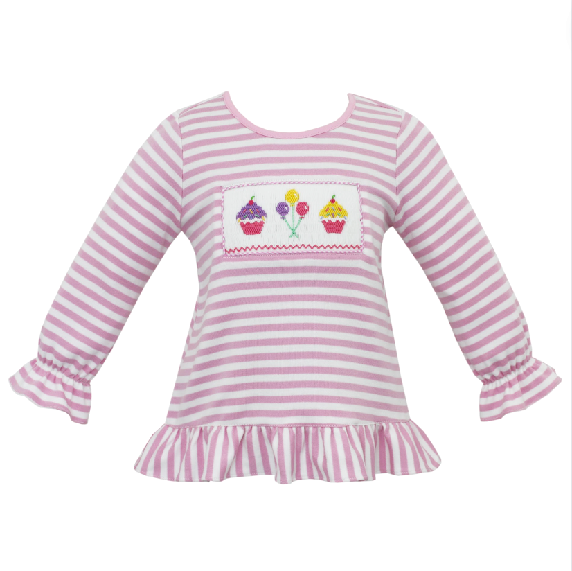 Pink Birthday Smocked Shirt