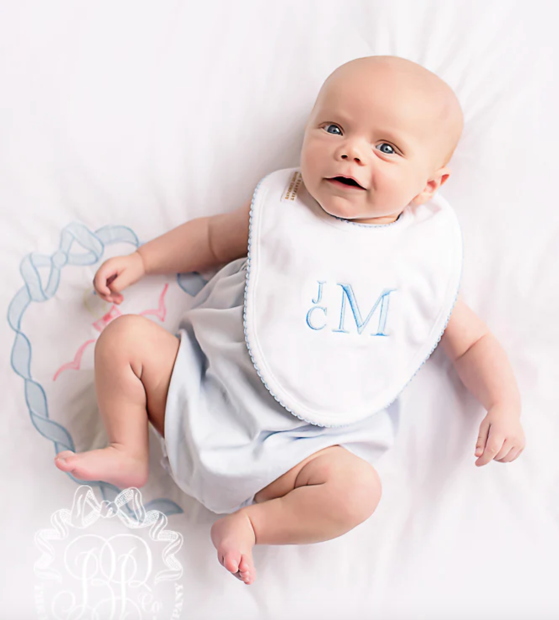 Bellyful Bib - Blue Picot
