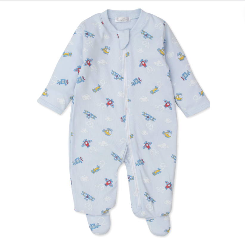 Blue Sky Planes Zipper Footie