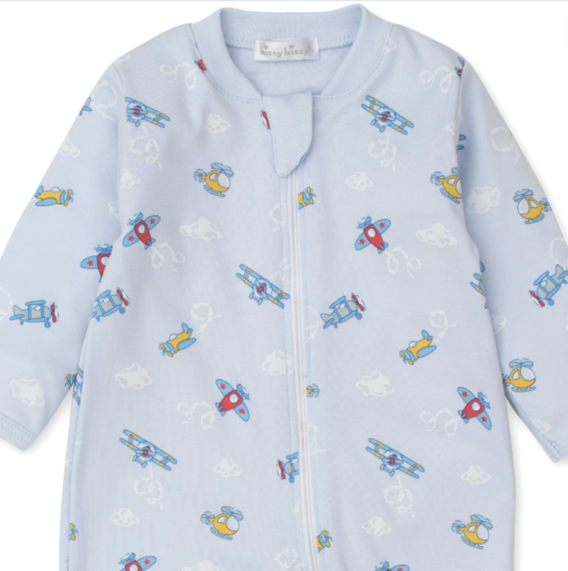 Blue Sky Planes Zipper Footie