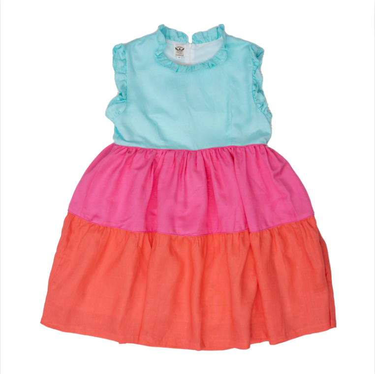 Womens Bright Tropics Tiered Dress