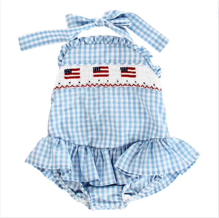 Flags Smocked One-Piece Swim