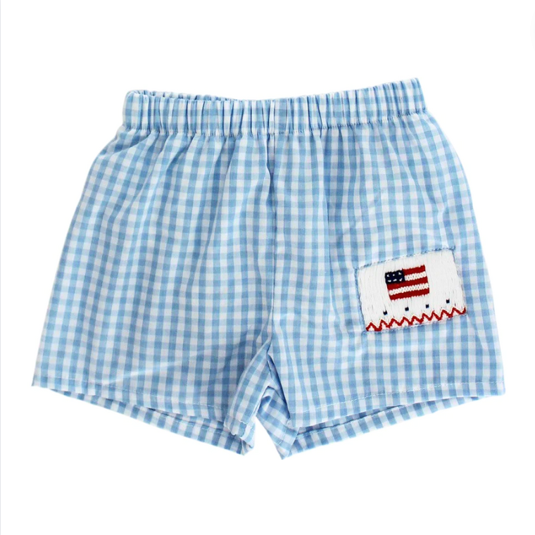 Flag Smocked Swim Trunk