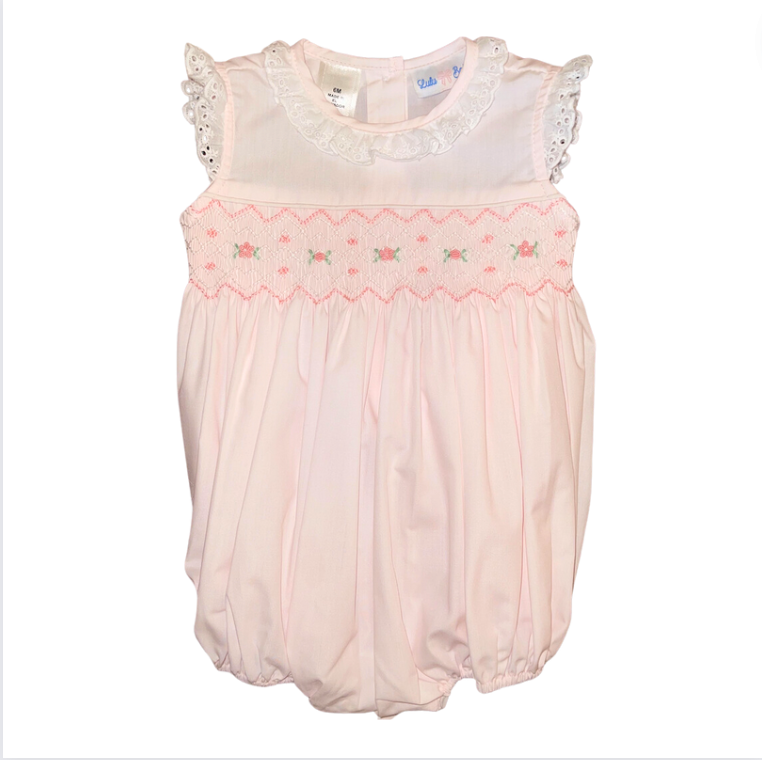 Rosie Smocked Bubble - Light Pink