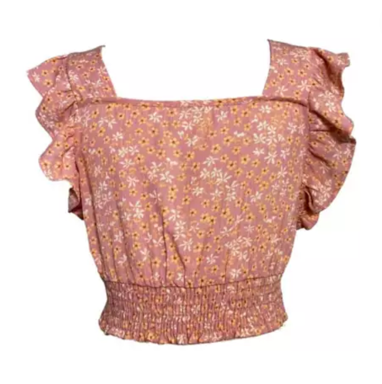 Floral Puff Sleeveless Top
