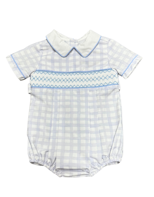 Watercolor Gingham Smocked Bubble