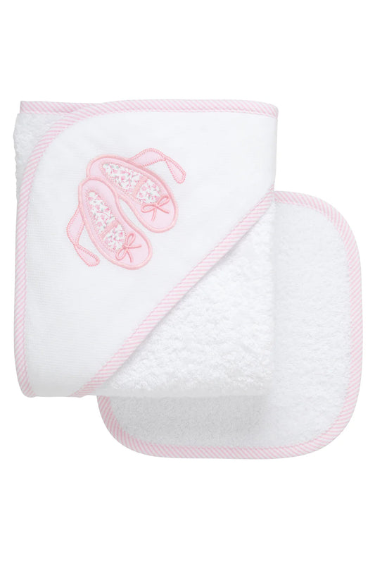 Ballet Applique Hooded Towel & Washcloth Set