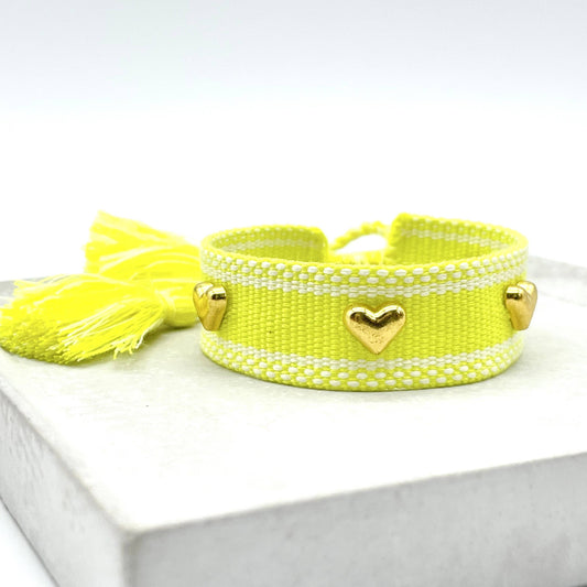 Gold Hearts ♥ ︎ Woven Yellow Bracelet