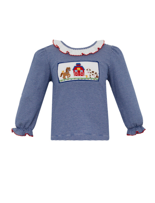 Farm Kid Smocked Girls Shirt