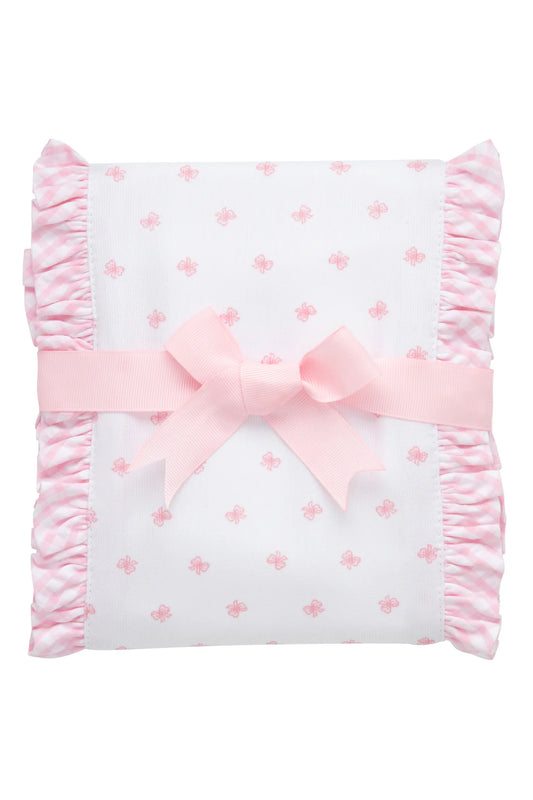 Bow Fancy Fabric Burp - Pink