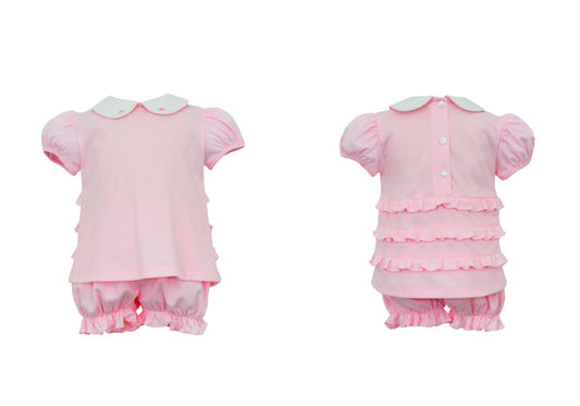 Mila Ruffle Knit Bloomer Set - Pink