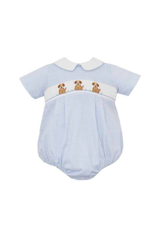 Petit Bebe Blue Knit Puppies Bubble