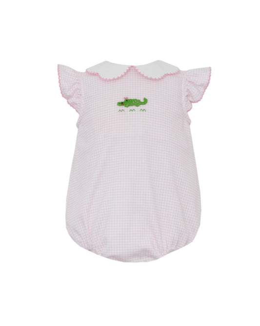 Alligator Girl's Pink Knit Gingham Bubble