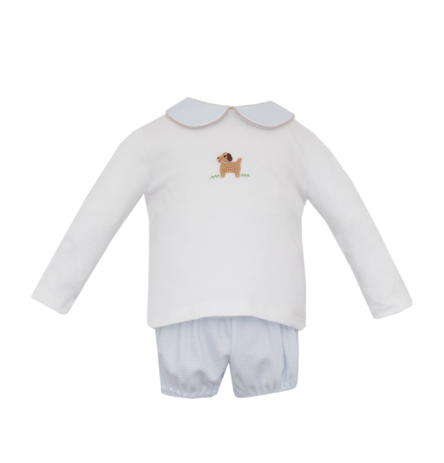 Boys Puppies Knit Stripe Diaper Set