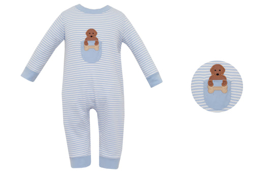 Blue Stripe Lab Knit Romper