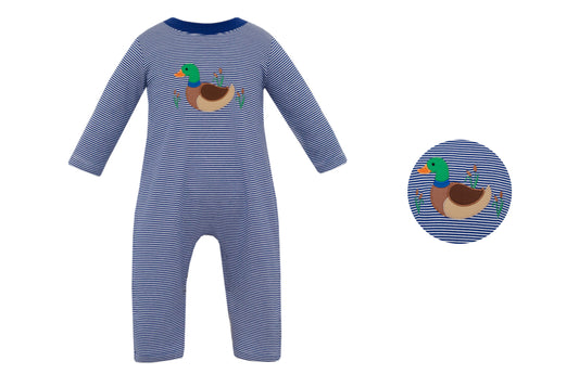 Navy Stripe Mallard Romper