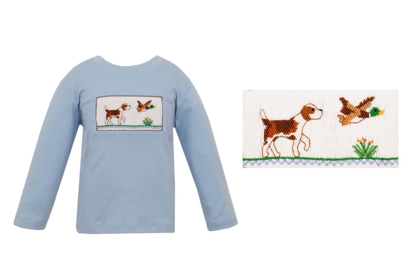 Dog & Duck Smocked Knit Long Sleeve