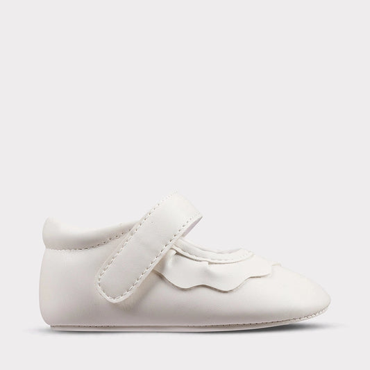 Amina Hook & Loop Crib Shoe-White