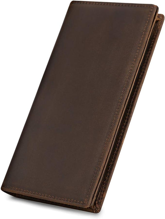 Leather Long Bifold Wallet - Dark Brown