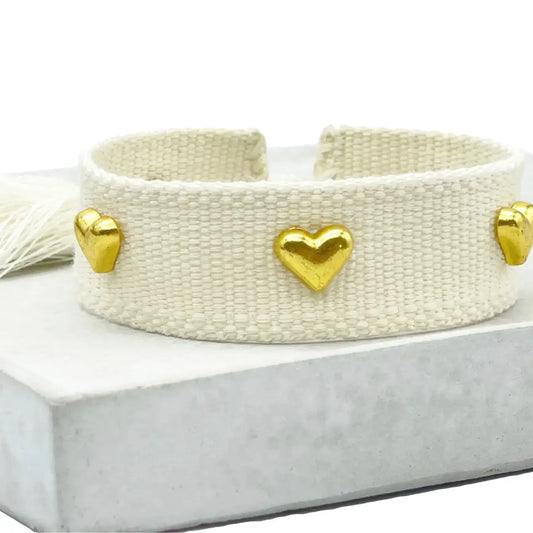 Gold Hearts ♥ ︎Ecru Bracelet