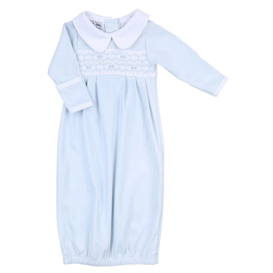 Phillip Smocked Gathered Gown - Blue