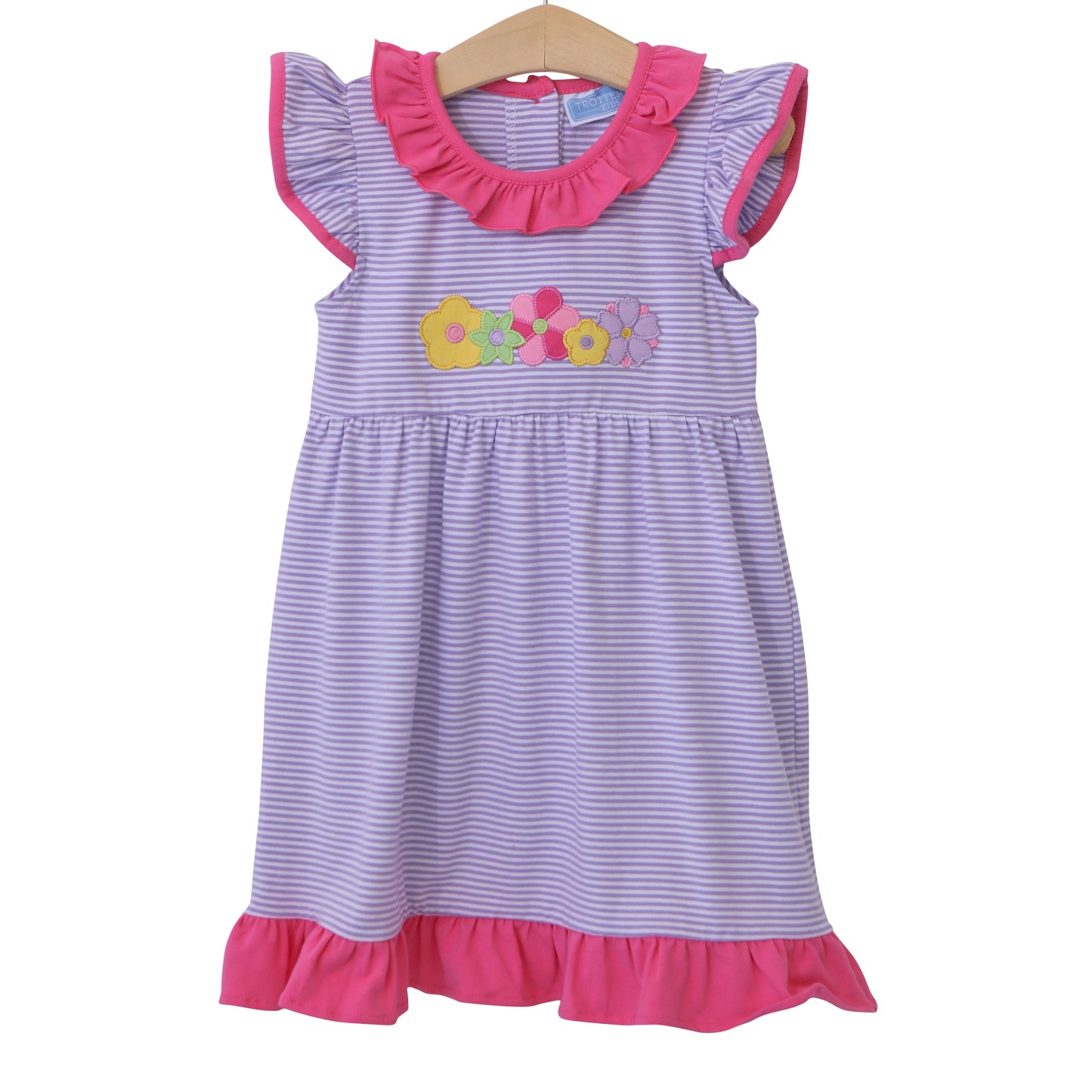 Flowers Applique Ruffle Dress