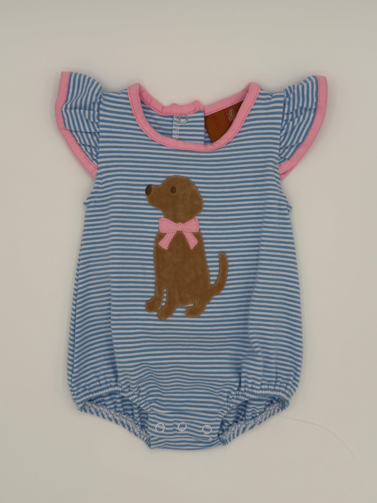 Girls Puppy Applique Bubble