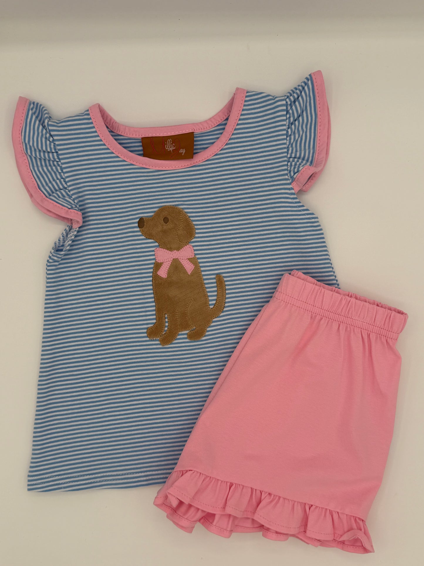 Girls Puppy Applique Short Set