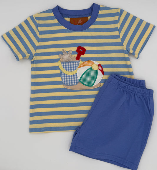 Beach Fun Applique Boys Short Set