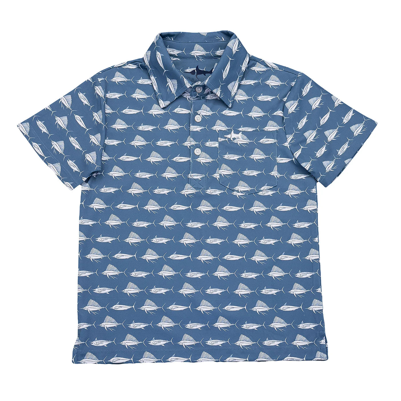 Inshore Performance SS Polo - Navy White Fish