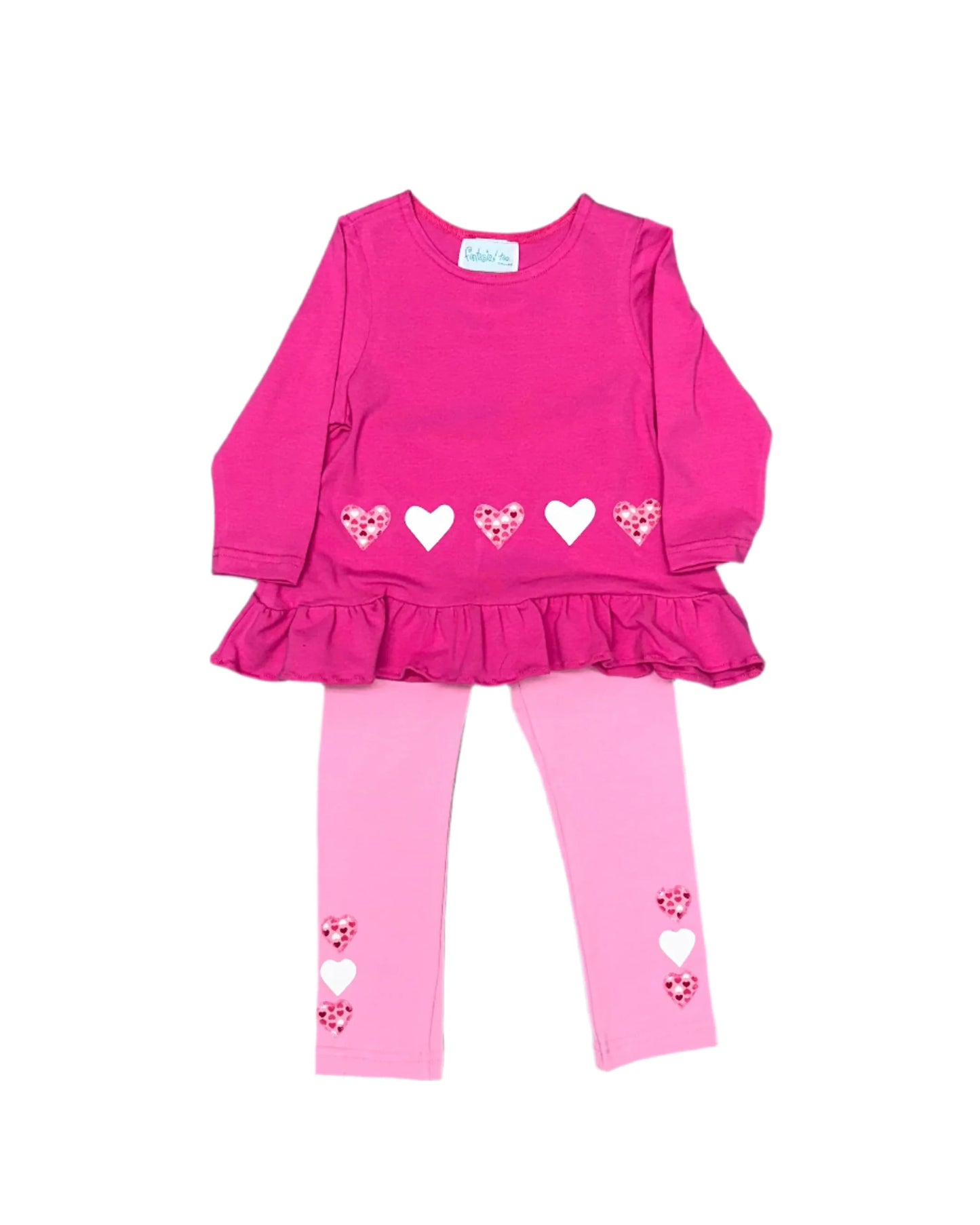 Pink Hearts Pants Set