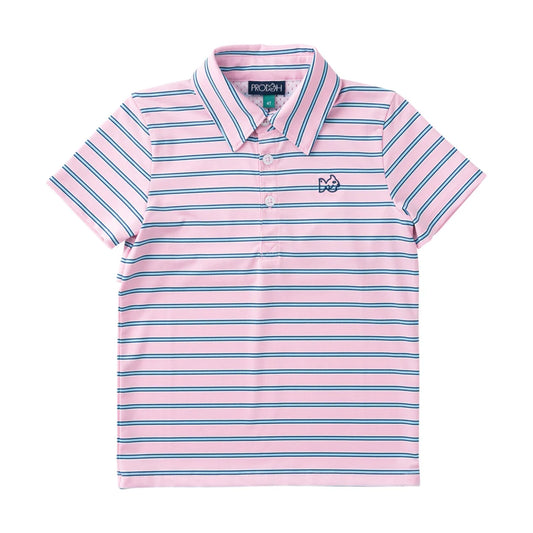 Boys Short Sleeve Pro Performance Polo - Pink Frosting