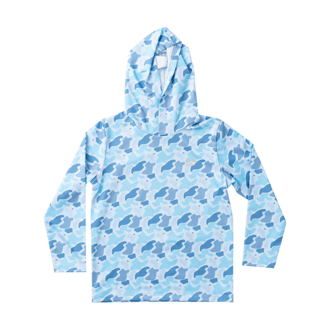 Pro Performance Hoodie T-shirt – Blue Camo Logo Print