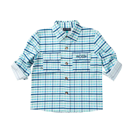 Long Sleeve Founders Kids Fishing Shirt - Pawleys Plaid
