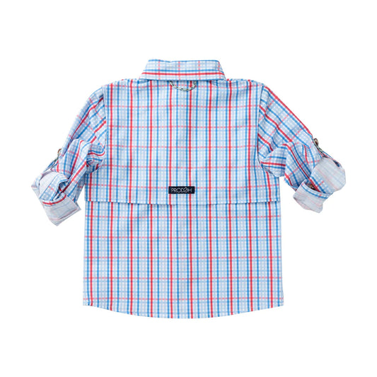 Kid's LS Fishing Shirt - Patriotic Plaid