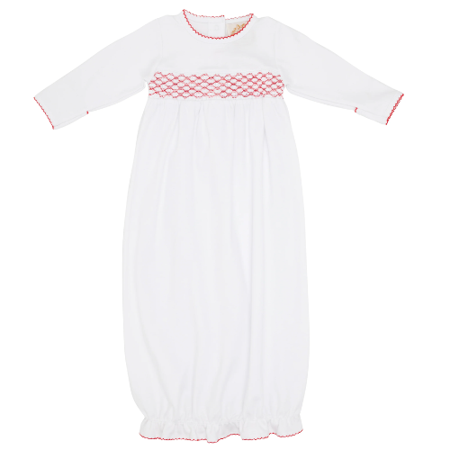 Boys Sweetly Smocked Greeting Gown - Red