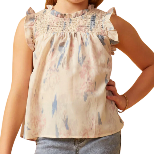 Watercolor Smocked Tank - Ivory