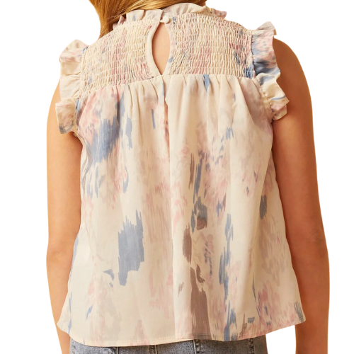 Watercolor Smocked Tank - Ivory