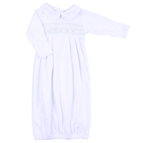 Andrew Smocked Gown - Light Blue