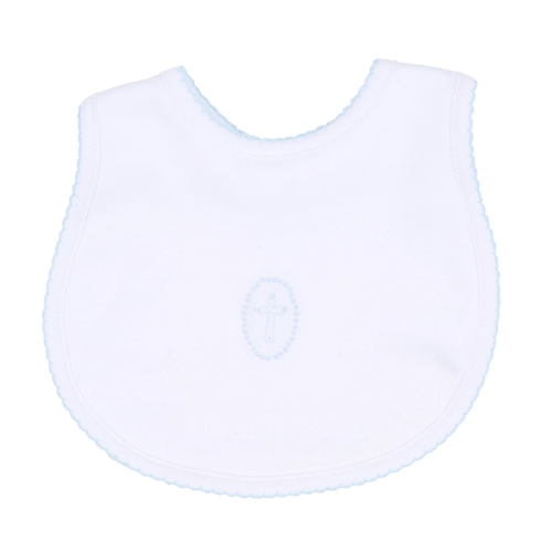 Blue Blessed Embroidered Bib