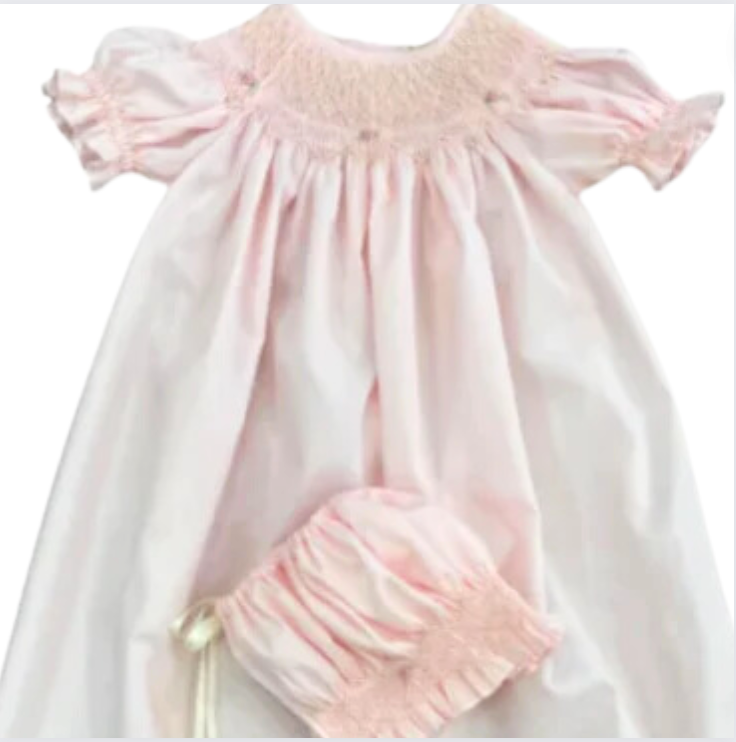 Rosebud Daygown & Bonnet - Pink