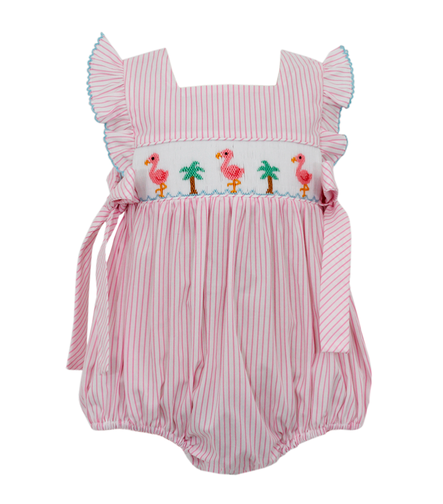 Flamingo Smocked Side-Tie Bubble