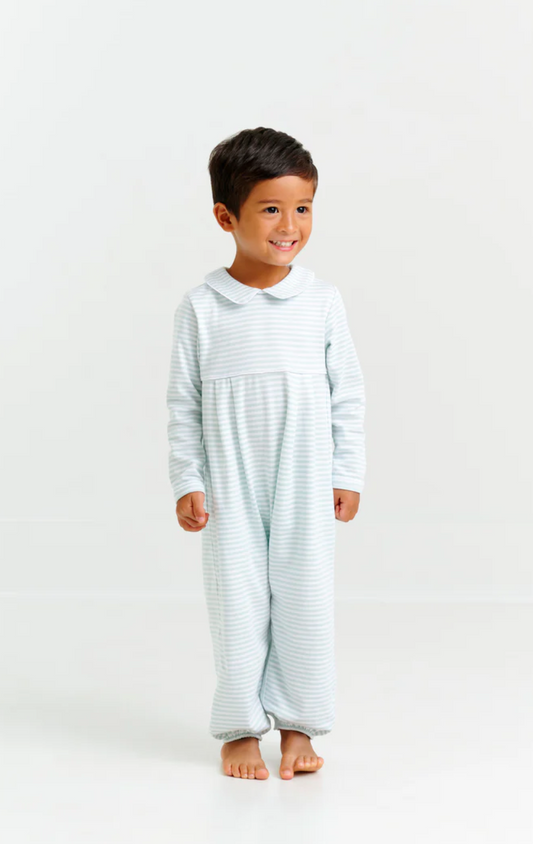 Long Sleeve Bradford Romper - Green Stripe