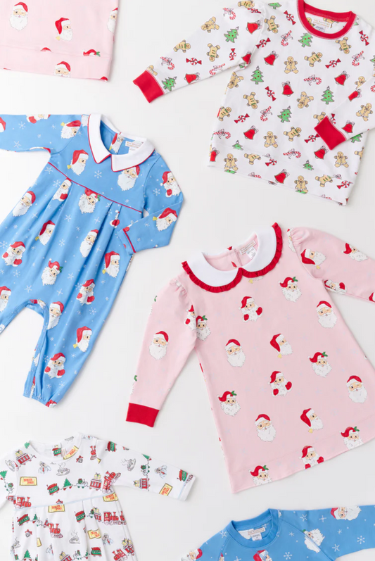 Dear Santa Long Sleeve Bradford Romper - barbados blue