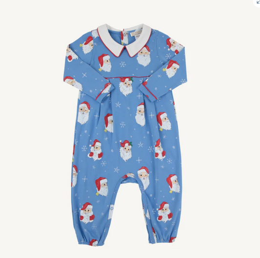 Dear Santa Long Sleeve Bradford Romper - barbados blue