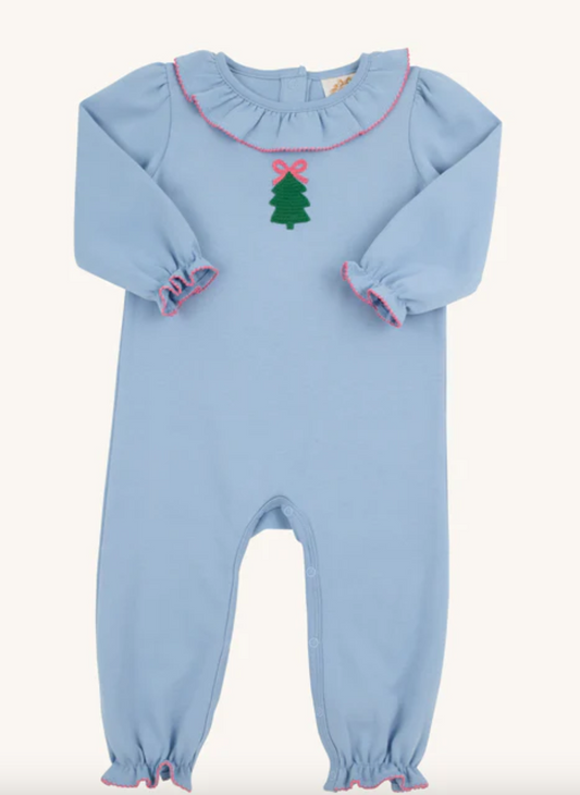 Long Sleeve Ramona Ruffle Romper - Barrington Blue