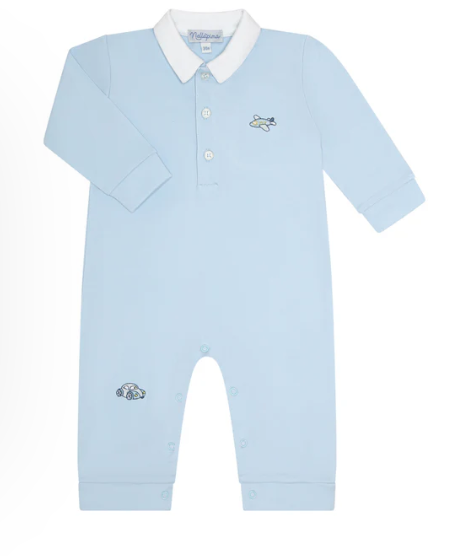 Mini Voyages Embroidery LS Romper