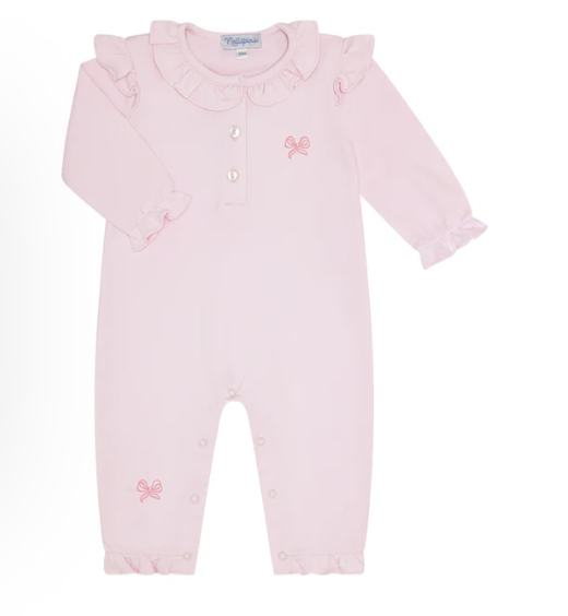 Charming Bows Embroidery LS Romper