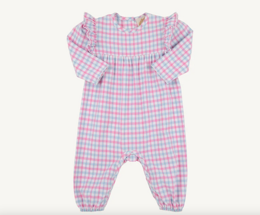 Leigh Ann angel Sleeve Romper - Barrington Blue