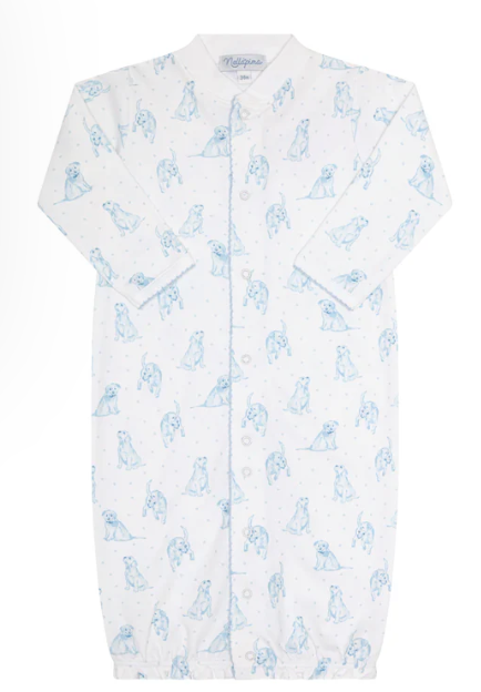Blue Puppy Love Print Converter Gown